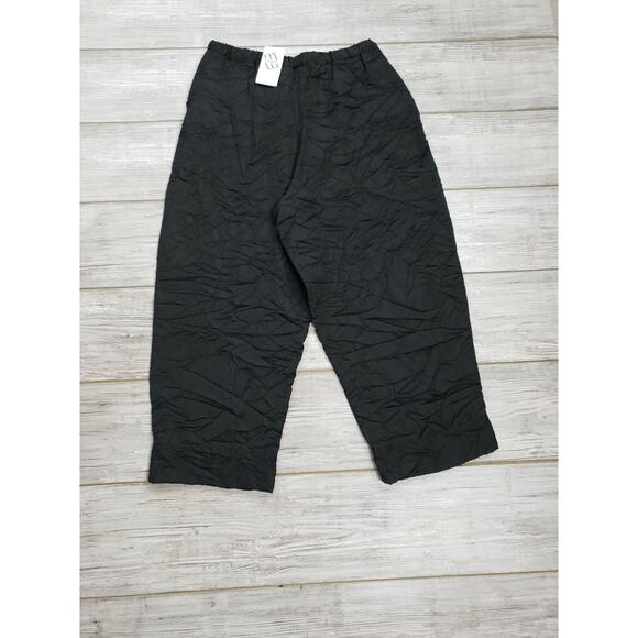 msquare Balloon Pants One Size O/S Black Crinkle Elastic Wst Made USA Polyester - Picture 1 of 6